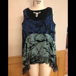Diane von Furstenberg silk tank top with ruffle